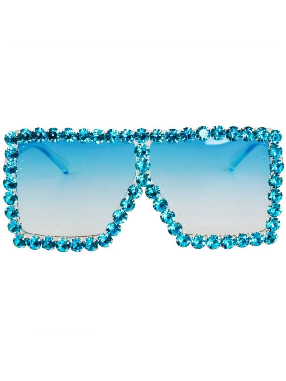BIG Bright Blue BLING Sunglasses, CRYSTAL DIAMOND EMBELLISHED